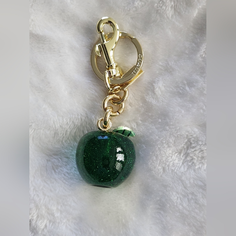 Glittery Green Apple Keychain C Logo Inspired Bag Charm - Picture 4 of 9